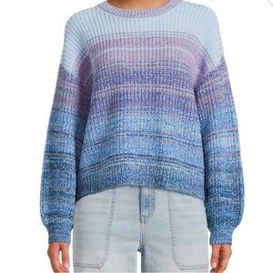 Time and Tru's Shaker Sweatercrewneck Drop-shoulder longsleeves ribbed cuffs